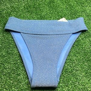 Aero NWT mid rise high leg cheeky bikini botttom  Xsmall METALLIC BLUE/SILVER